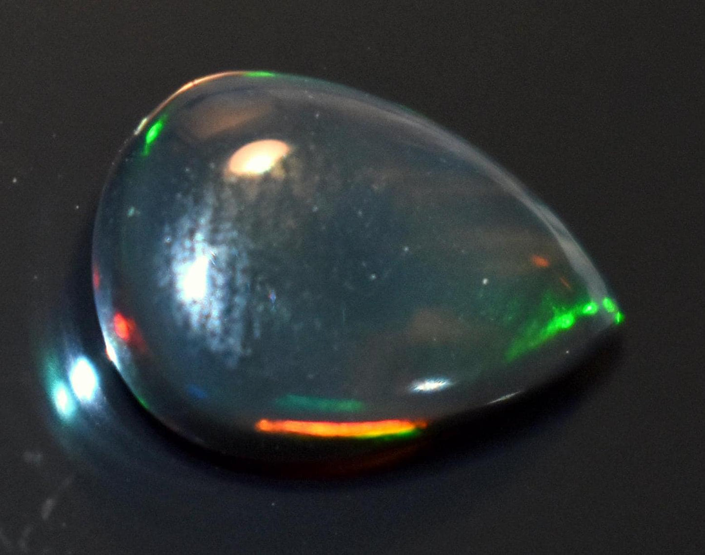 Black Ethiopian Opal, Pear Welo Fire Cabochon Loose Gemstone, 2.20 Carat, Size-9x12.5x4mm, For Jewelry Making,