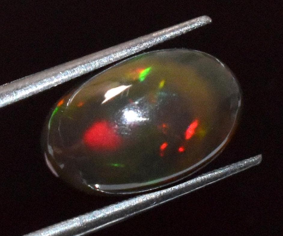 Black Ethiopian Opal, Oval Welo Fire Cabochon Loose Gemstone, 4.50 Crt, Size-9x14x7mm, For Jewelry Making, Gift For Her,