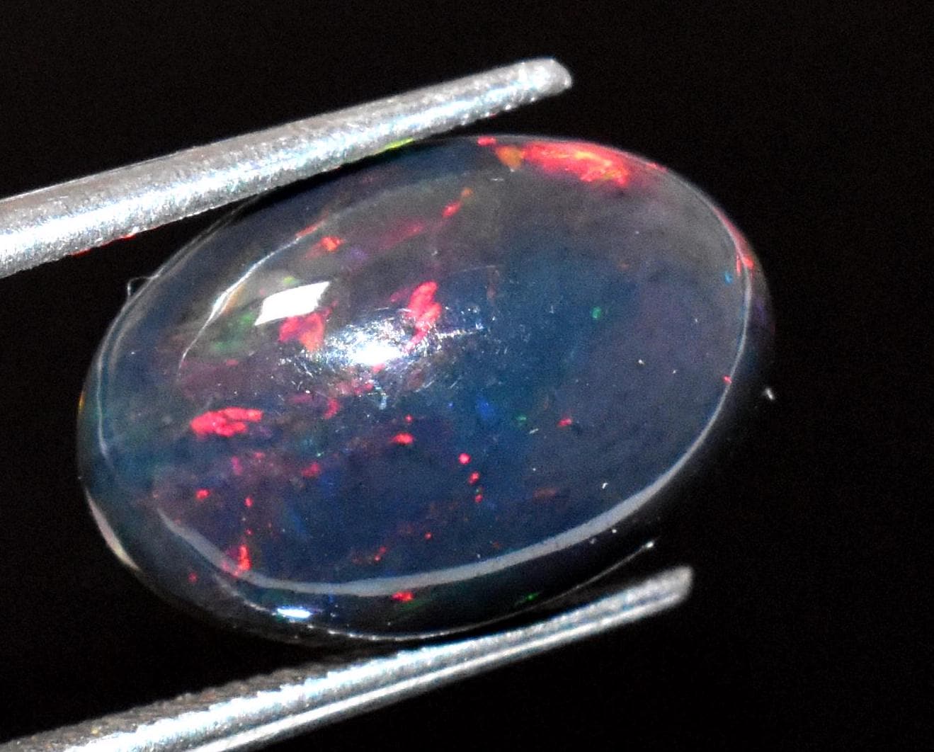 Black Ethiopian Opal, Oval Welo Fire Cabochon Loose Gemstone, 2.55 Crt, Size-8.5x13x5mm, For Jewelry Making,