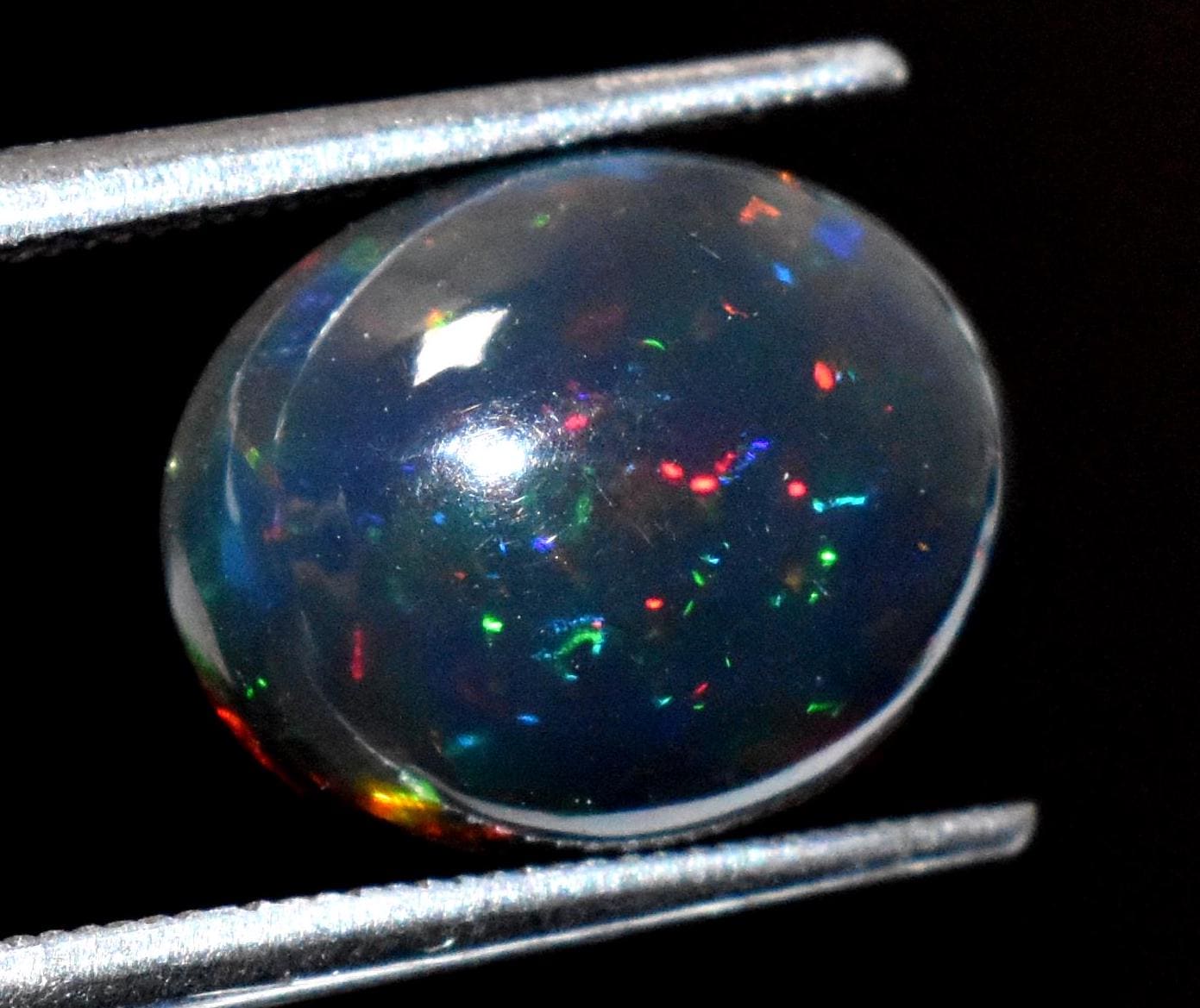 Black Ethiopian Opal, Oval Welo Fire Cabochon Loose Gemstone, 2.60 Crt, Size-9x11x5.5mm, For Jewelry Making,