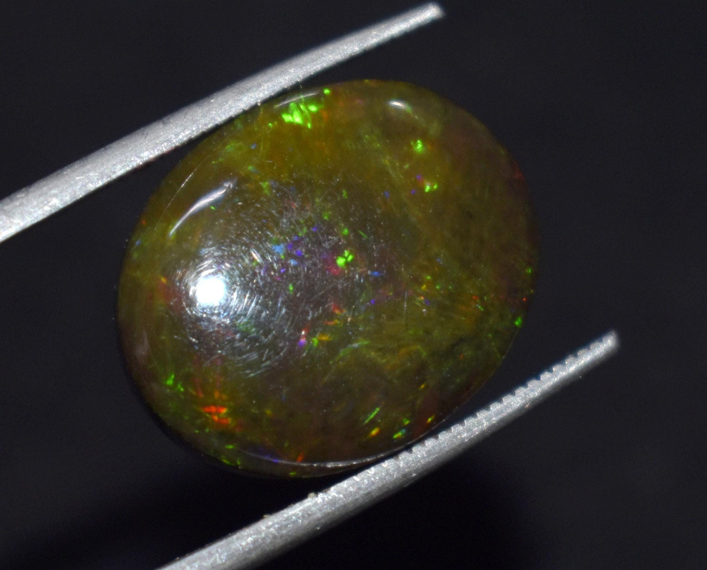 Black Opal, Oval Welo Fire, Cabochon Loose Gemstone, 11.15 Ct, Size-14X17X8mm , For Jewelry Making, Gift For Her,
