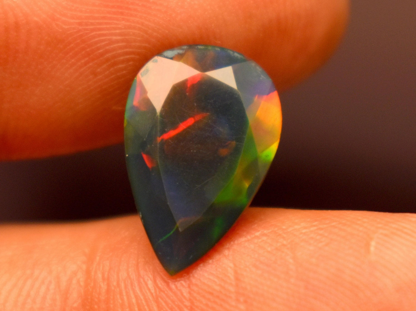 Black Ethiopian Opal, Pear Faceted Loose Gemstone, 3.65 Carat, Size-16x10x5.5mm, For Jewelry Making,