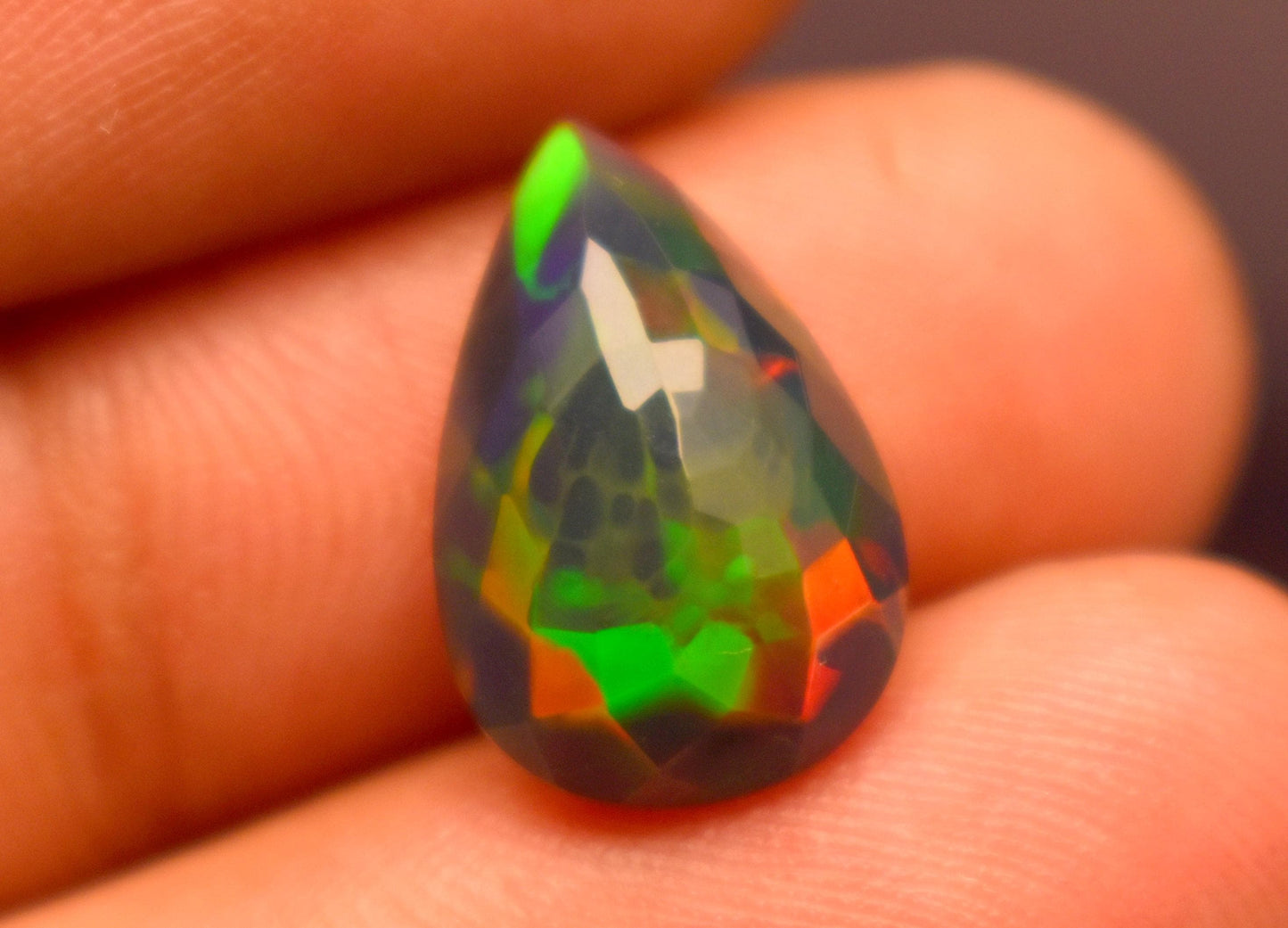 Black Ethiopian Opal, Pear Faceted Loose Gemstone, 3.65 Carat, Size-16x10x5.5mm, For Jewelry Making,