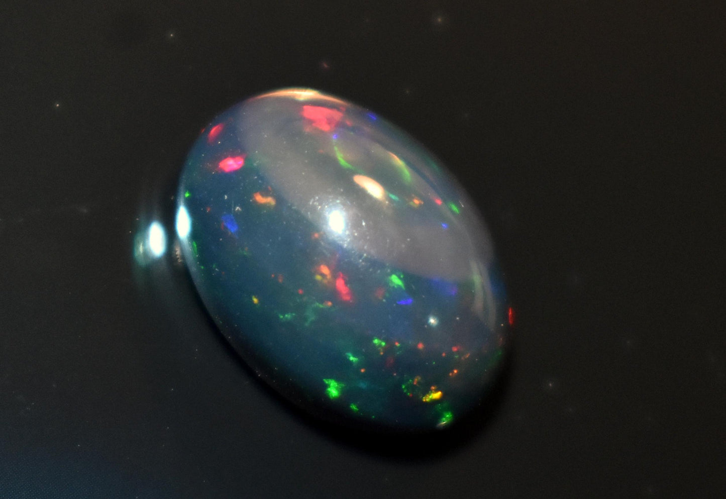Black Ethiopian Opal, Welo Fire Oval Smooth Cabochon Loose Gemstone, 4.00 Carat, Size-10x14x6.5mm, For Jewelry Making,