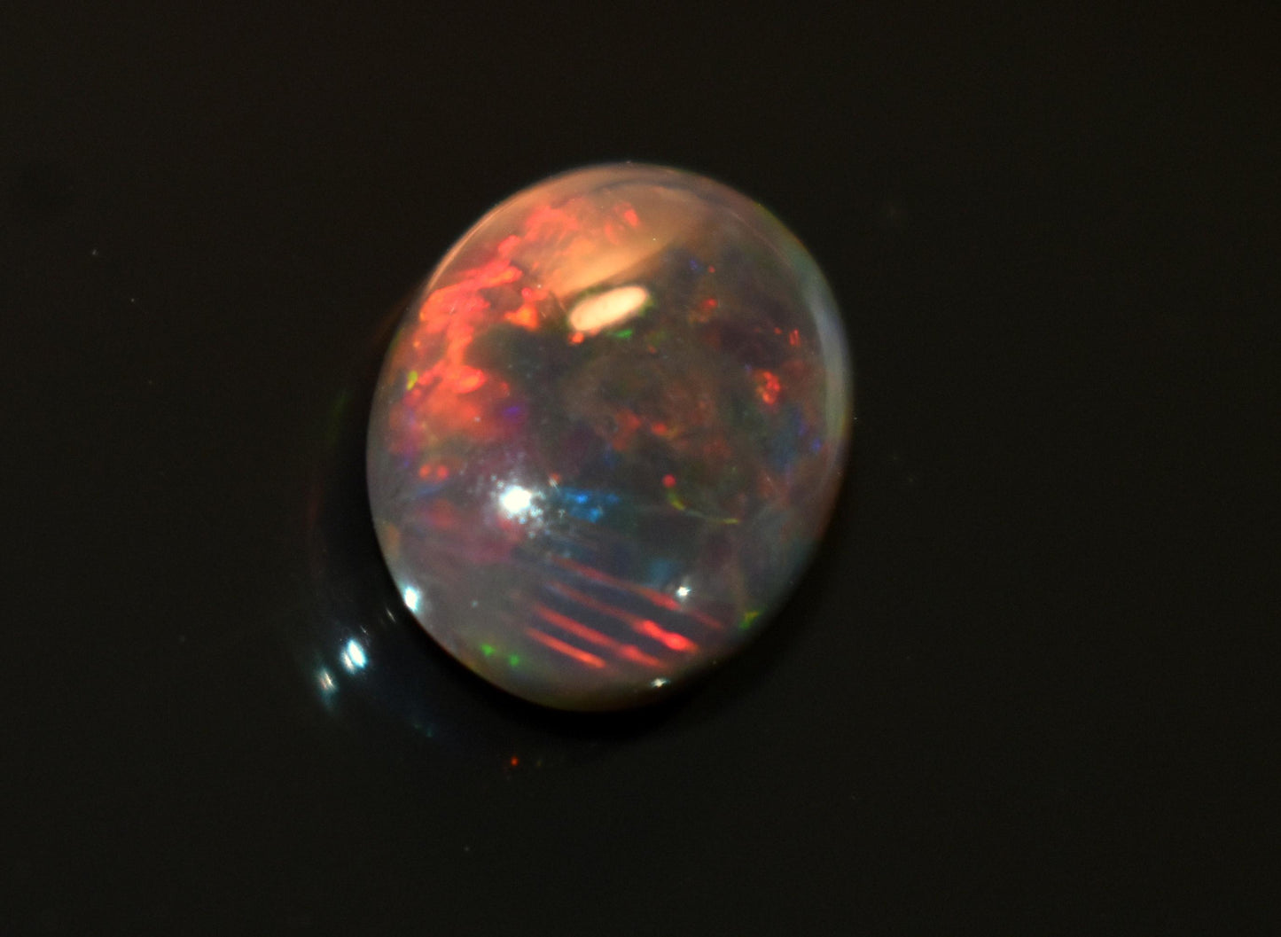 Black Ethiopian Opal, Welo Fire Oval Smooth Cabochon Loose Gemstone, 5.10 Crt, Size-11.5x15x5.5mm, For Jewelry Making,