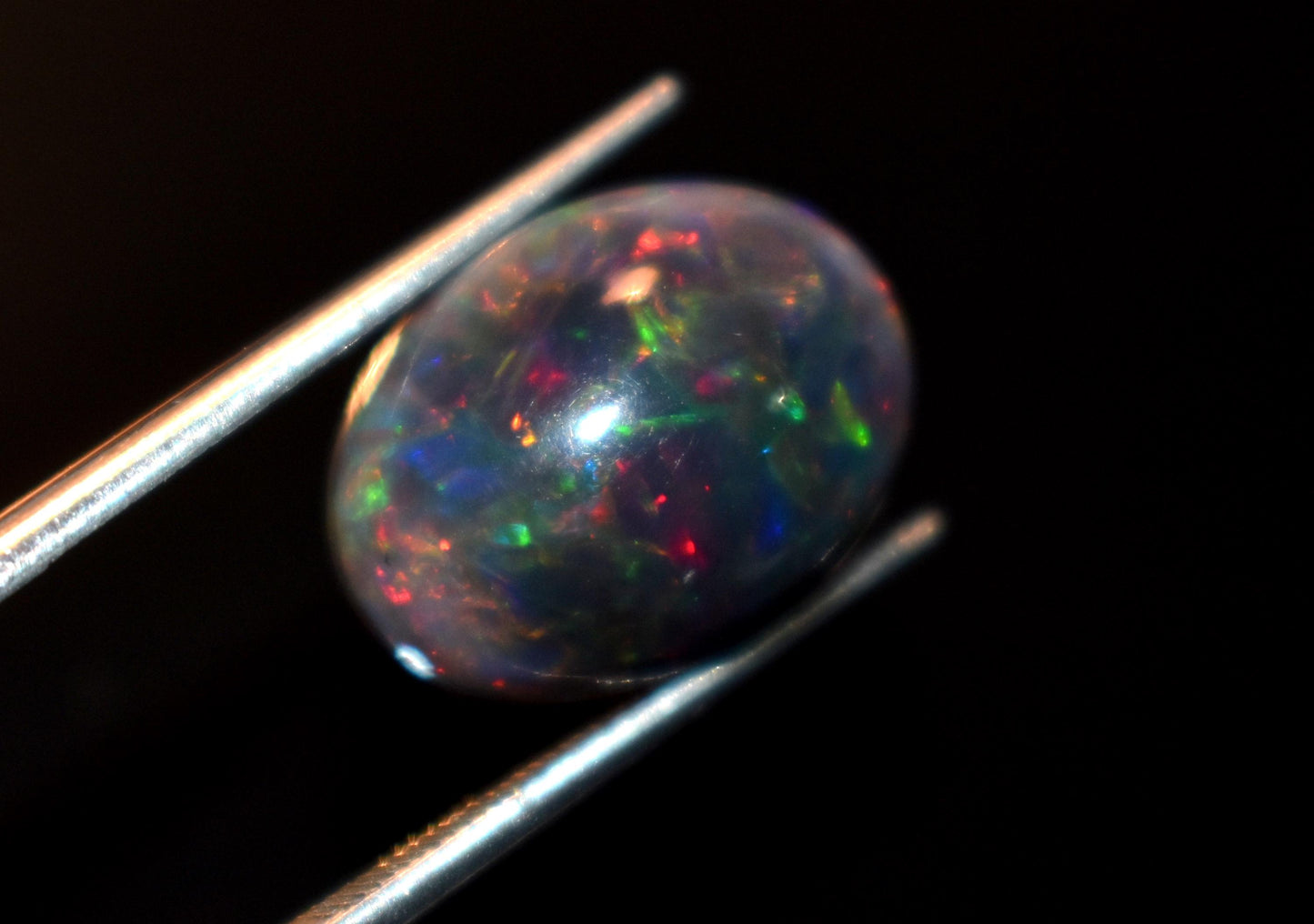 Black Ethiopian Opal, Welo Fire Oval Smooth Cabochon Loose Gemstone, 5.10 Ct, Size-11x14.5x6.5mm, For Jewelry Making,