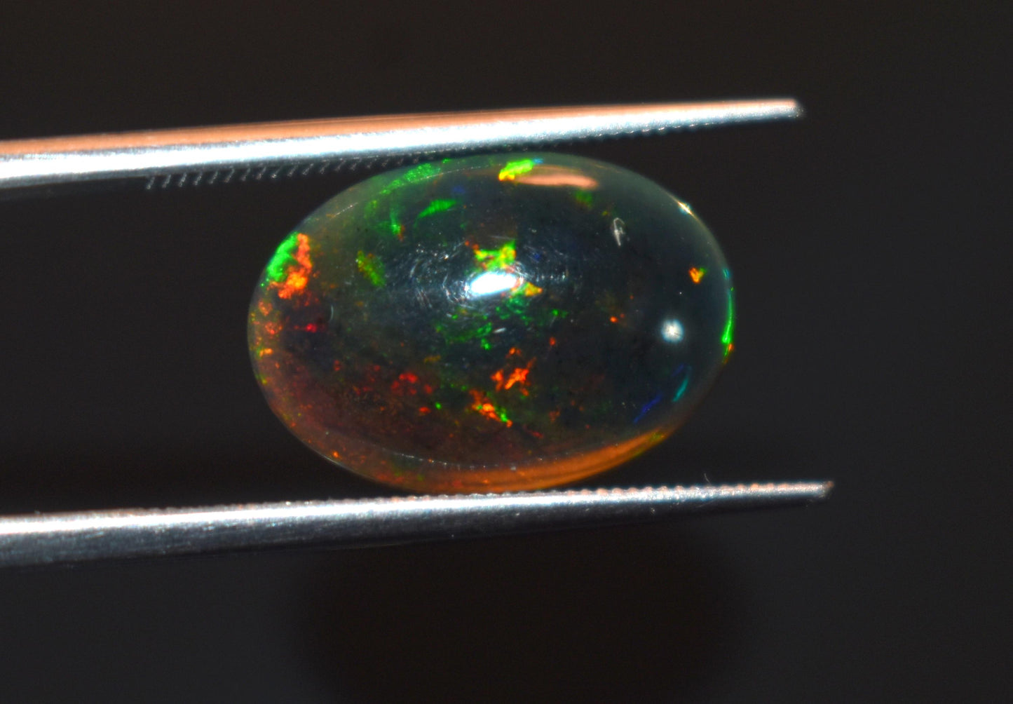 Black Ethiopian Opal, Welo Fire Oval Smooth Cabochon Loose Gemstone, 2.05 Ct, Size-10x14x3mm, For Jewelry Making,