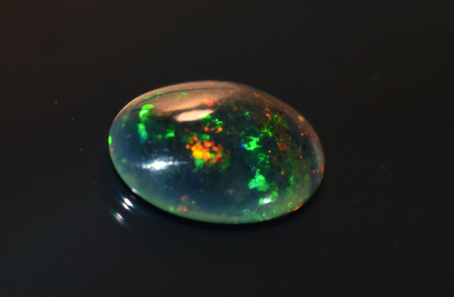Black Ethiopian Opal, Welo Fire Oval Smooth Cabochon Loose Gemstone, 2.05 Ct, Size-10x14x3mm, For Jewelry Making,
