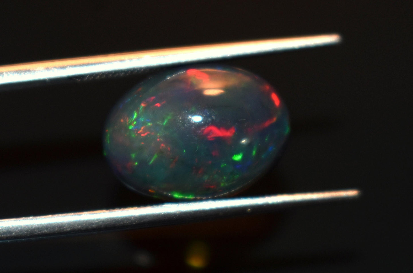 Black Ethiopian Opal, Welo Fire Oval Smooth Cabochon Loose Gemstone, 3.20 Ct, Size-10x13.5x5.5mm, For Jewelry Making,