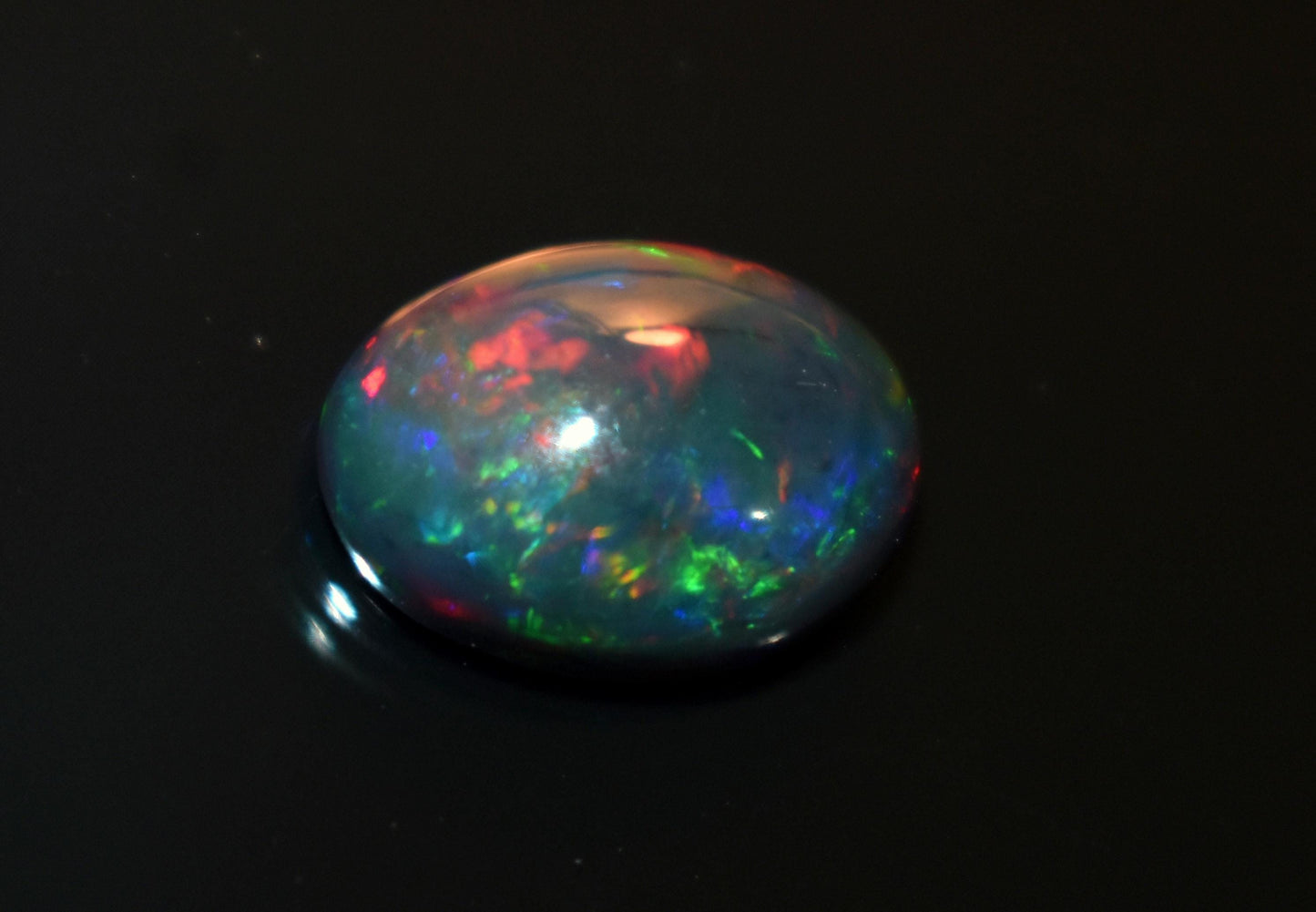 Black Ethiopian Opal, Welo Fire Oval Smooth Cabochon Loose Gemstone, 3.20 Ct, Size-10x13.5x5.5mm, For Jewelry Making,