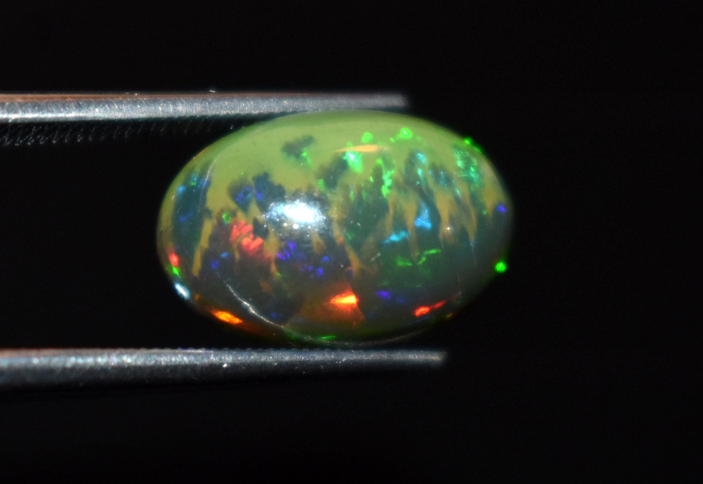 Black Ethiopian Opal, Welo Fire Oval Smooth Cabochon Loose Gemstone, 3.35 Ct, Size-9x13x5.5mm, For Jewelry Making,