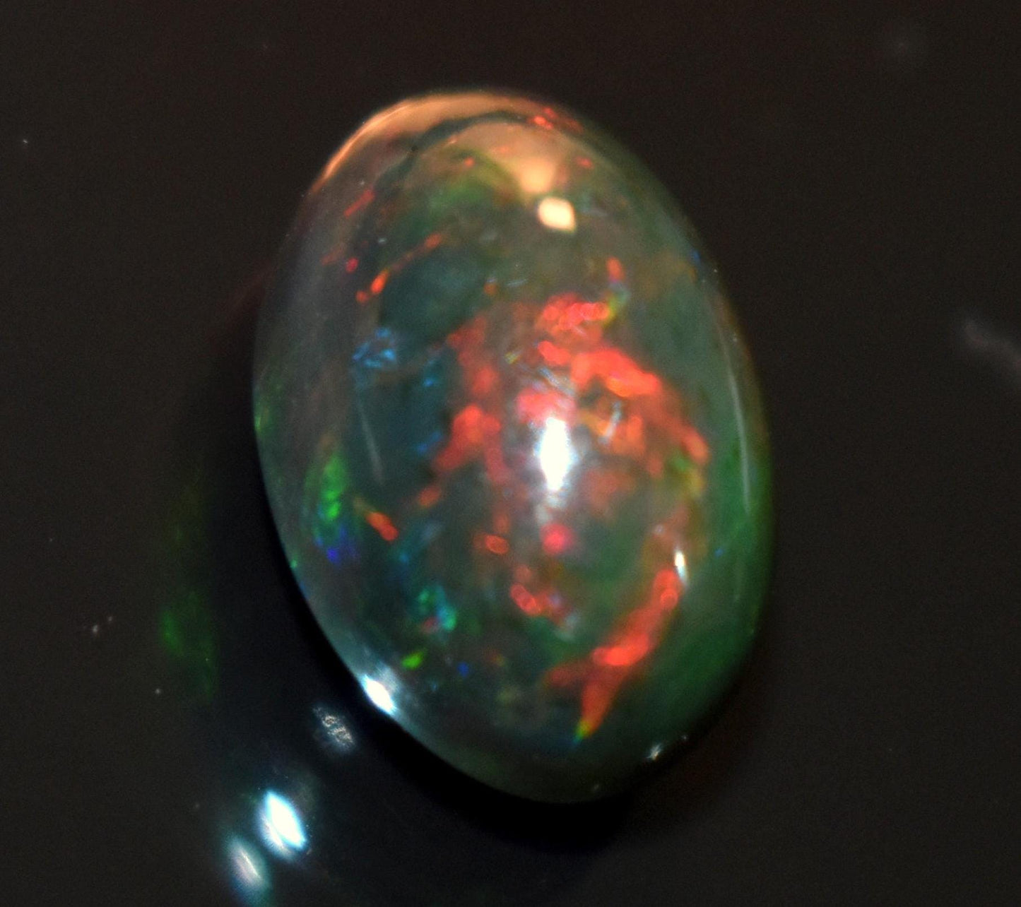 Black Ethiopian Opal, Welo Fire Oval Smooth Cabochon Loose Gemstone, 3.85 Ct, Size-8x12.5x7mm, For Jewelry Making,