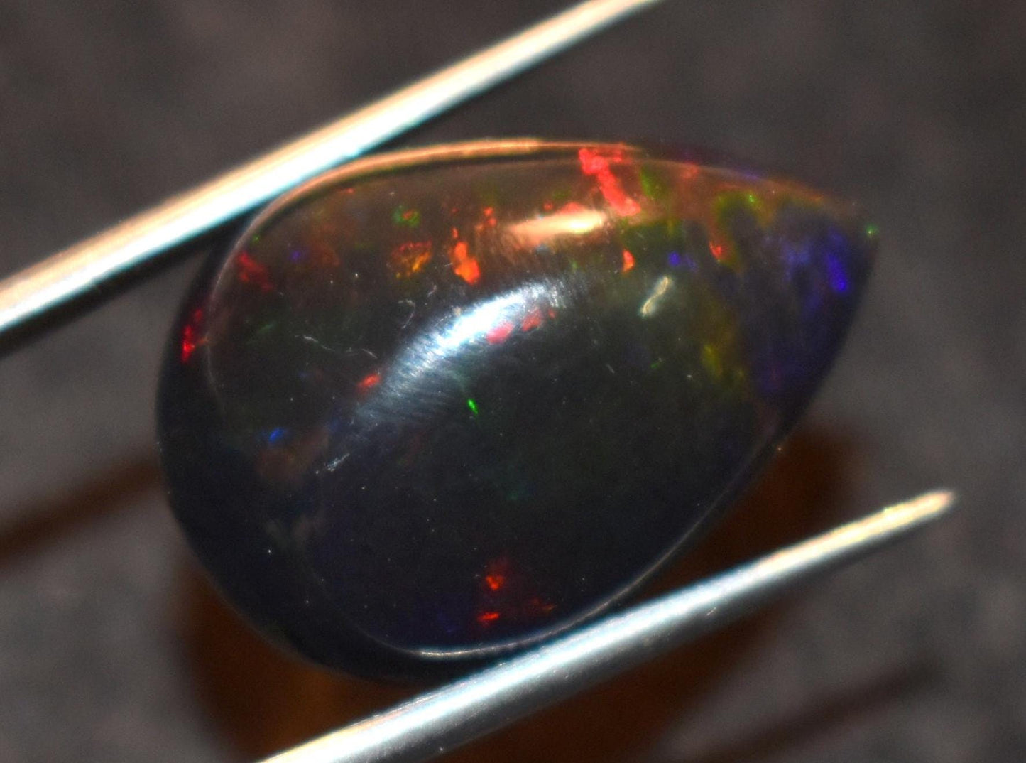Black Ethiopian Opal, Pear Welo Fire Cabochon Loose Gemstone, 13.50 Carat, Size-16x22.5x10mm, For Jewelry Making,