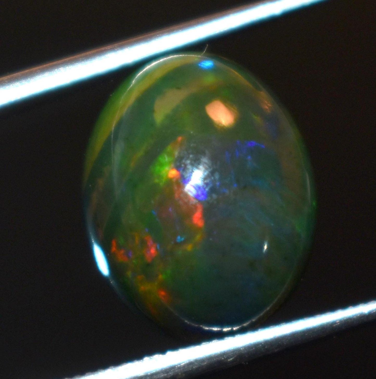 Black Ethiopian Opal, Oval Welo Fire Cabochon Loose Gemstone, 3.00 Carat, Size-9.5x11.5x6mm, For Jewelry Making,