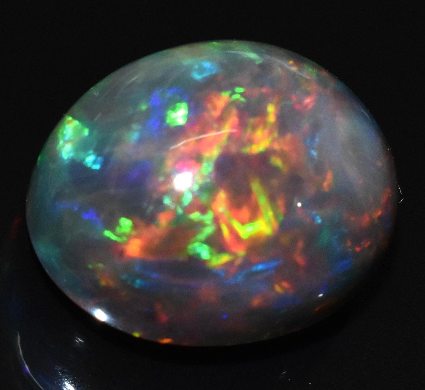 Black Ethiopian Opal, Oval Welo Fire Cabochon Loose Gemstone, 19.85 Carat, Size-16.5x20x12mm, For Jewelry Making,