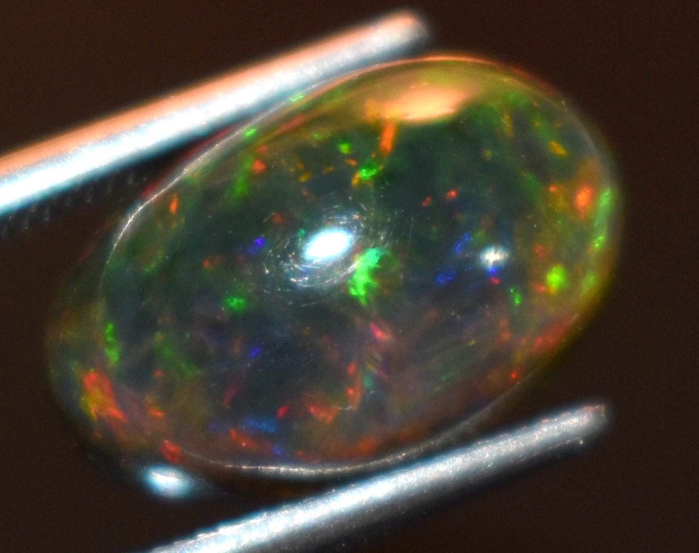 Black Ethiopian Opal, Oval Welo Fire Cabochon Loose Gemstone, 2.30 Carat, Size-7.5x12x5.5mm, For Jewelry Making,