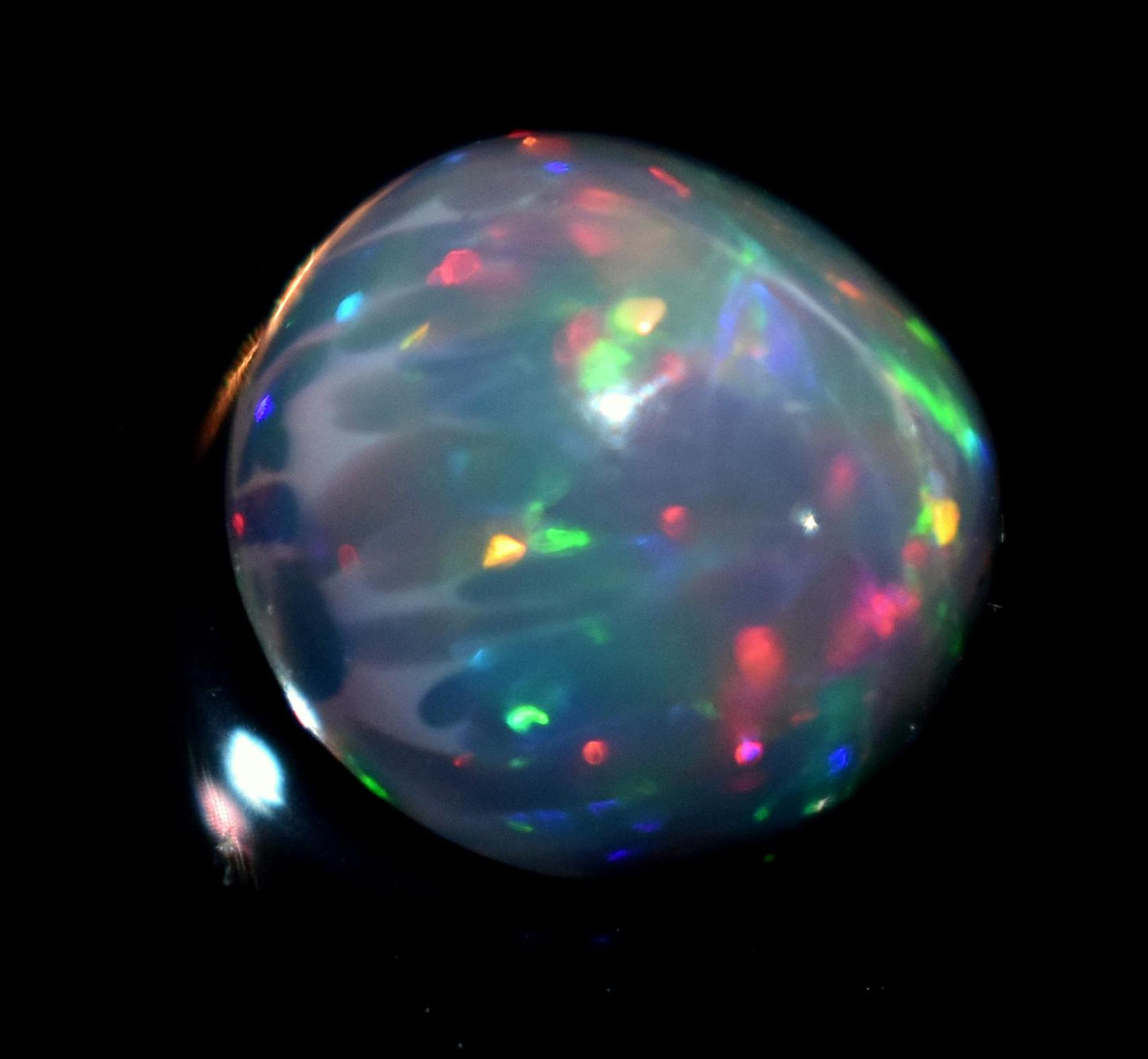 Black Ethiopian Opal, Round Welo Fire Cabochon Loose Gemstone, 3.35 Carat, Size-10.5x10.5x6.5mm, For Jewelry Making,