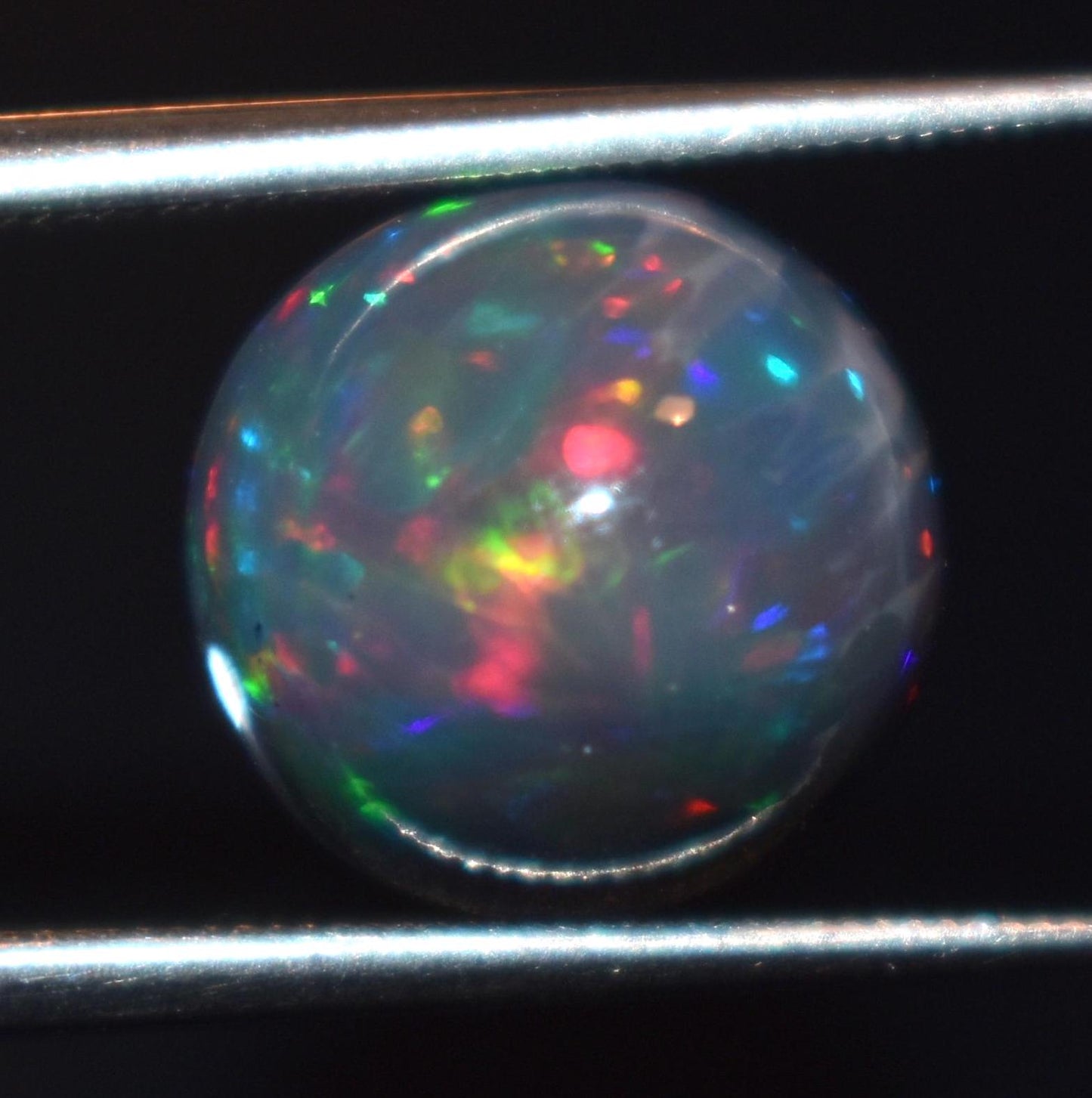 Black Ethiopian Opal, Round Welo Fire Cabochon Loose Gemstone, 3.35 Carat, Size-10.5x10.5x6.5mm, For Jewelry Making,