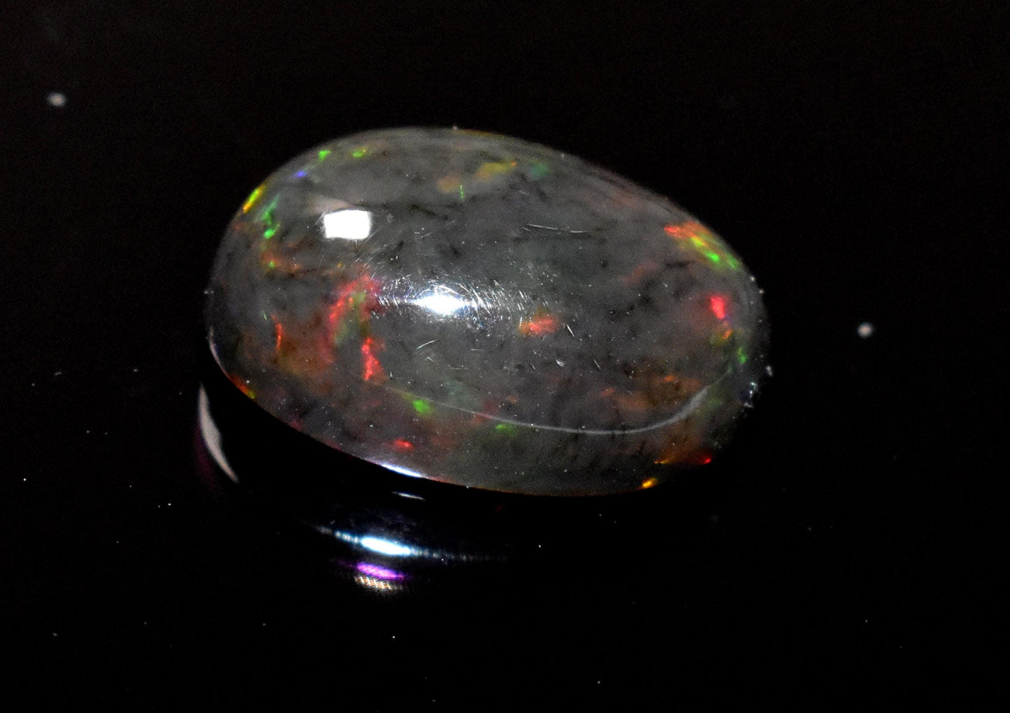 Black Ethiopian Opal, Oval Welo Fire Cabochon Loose Gemstone, 4.25 Crt, Size-10x14.5x6mm, For Jewelry Making,
