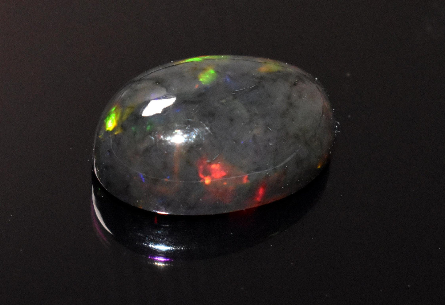 Black Ethiopian Opal, Oval Welo Fire Cabochon Loose Gemstone, 4.25 Crt, Size-10x14.5x6mm, For Jewelry Making,