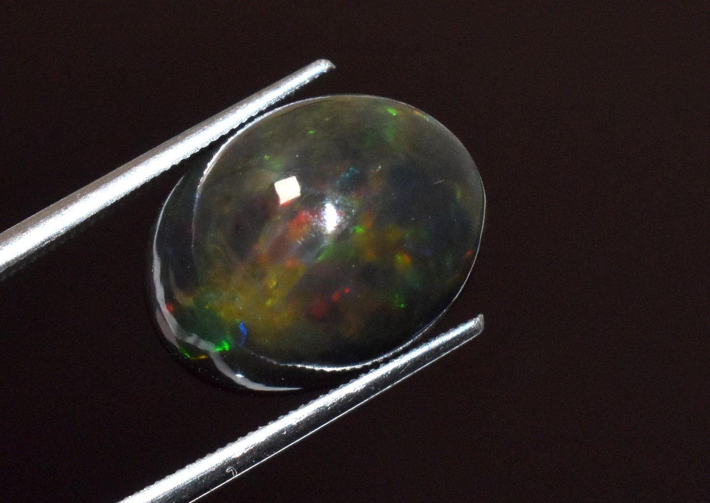 Black Ethiopian Opal, Oval Welo Fire Cabochon Loose Gemstone, 4.55 Crt, Size-11x14x7mm, For Jewelry Making, Gift For Her,