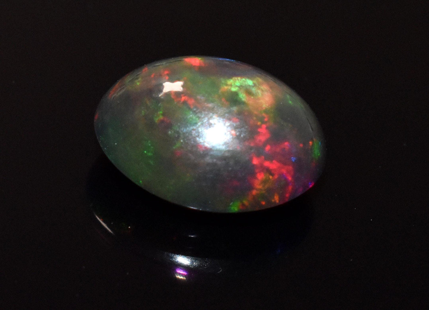 Black Ethiopian Opal, Oval Welo Fire Cabochon Loose Gemstone, 4.45 Crt, Size-10.5x14x7mm, For Jewelry Making, Gift For Her,