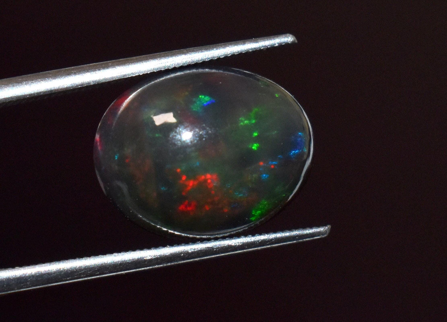 Black Ethiopian Opal, Oval Welo Fire Cabochon Loose Gemstone, 4.45 Crt, Size-10.5x14x7mm, For Jewelry Making, Gift For Her,
