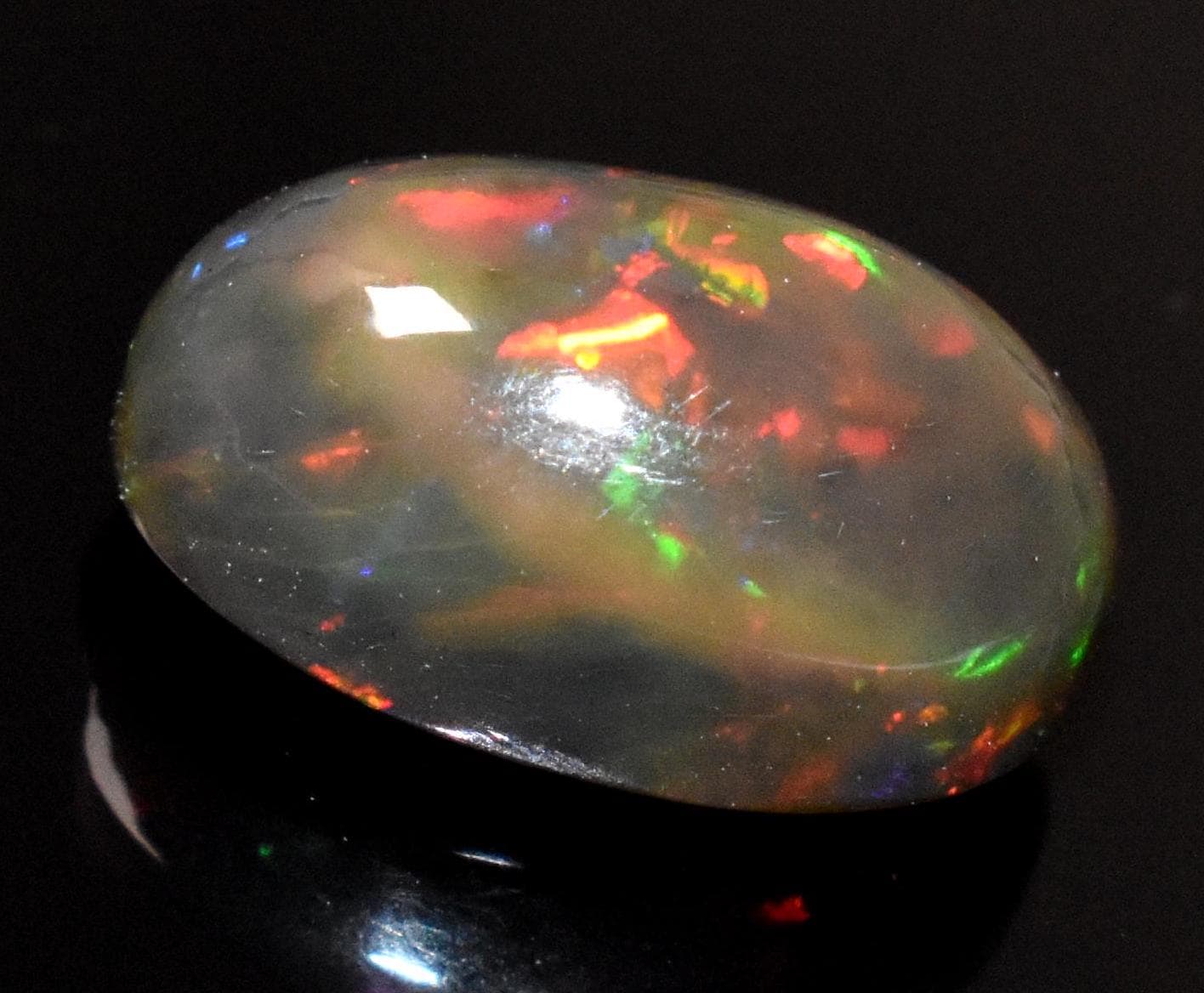 Black Ethiopian Opal, Oval Welo Fire Cabochon Loose Gemstone, 4.50 Crt, Size-9x14x7mm, For Jewelry Making, Gift For Her,