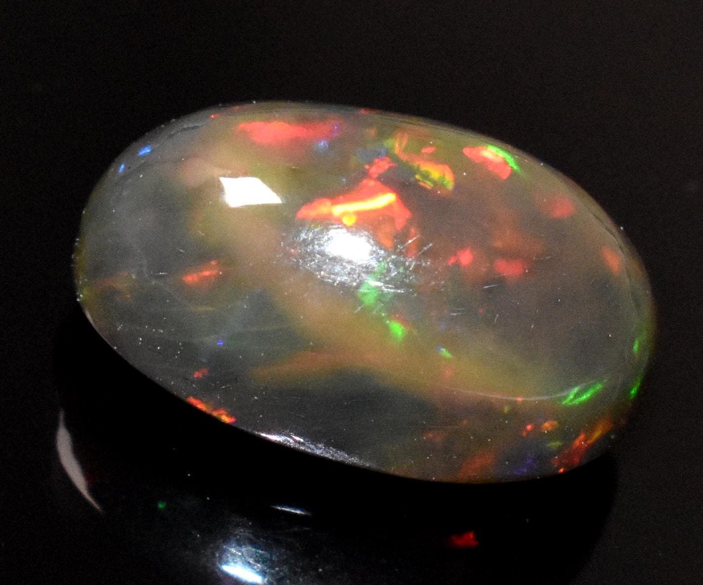 Black Ethiopian Opal, Oval Welo Fire Cabochon Loose Gemstone, 4.50 Crt, Size-9x14x7mm, For Jewelry Making, Gift For Her,