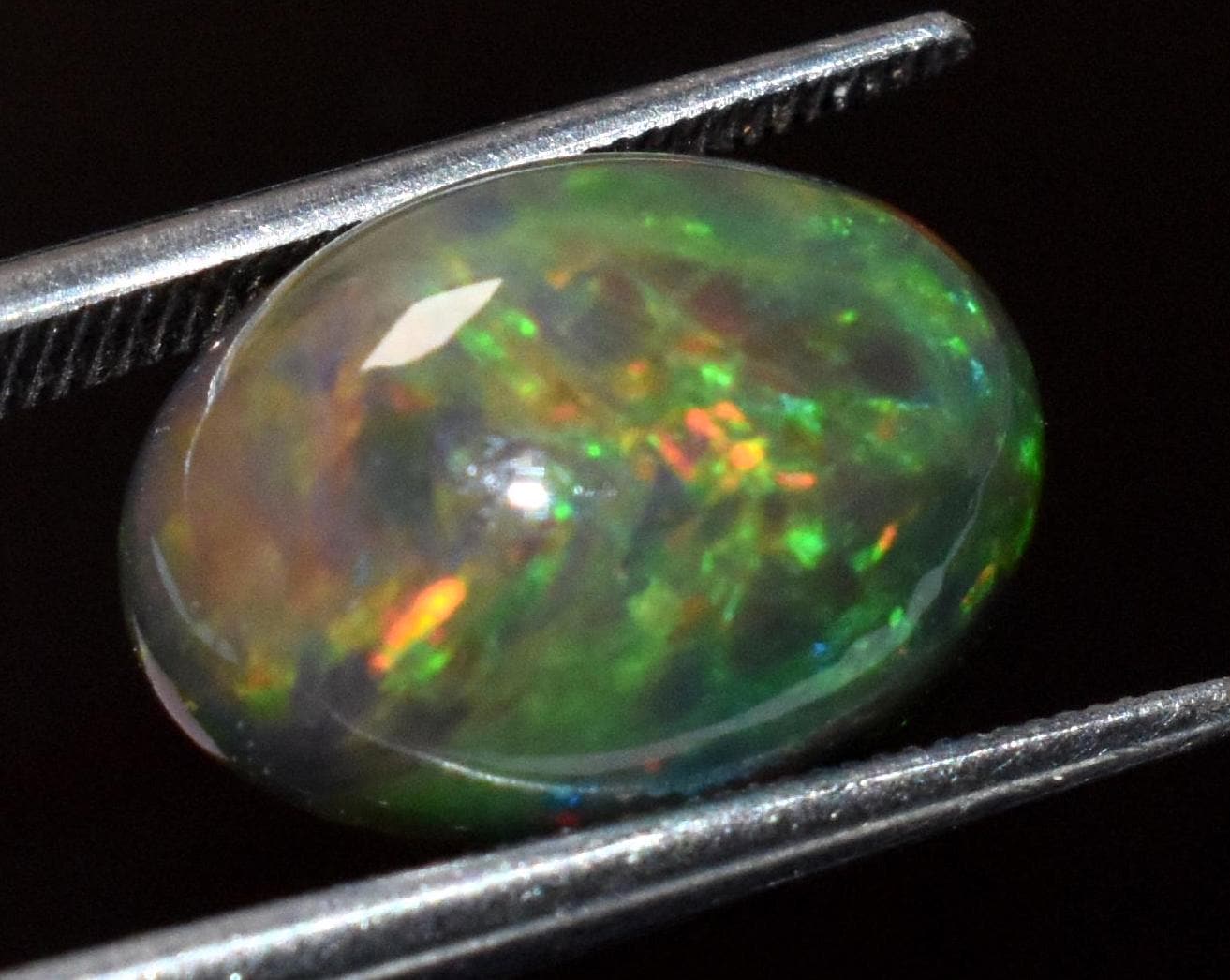 Black Ethiopian Opal, Oval Welo Fire Cabochon Loose Gemstone, 3.60 Crt, Size-9.5x13x6mm, For Jewelry Making, Gift For Her,