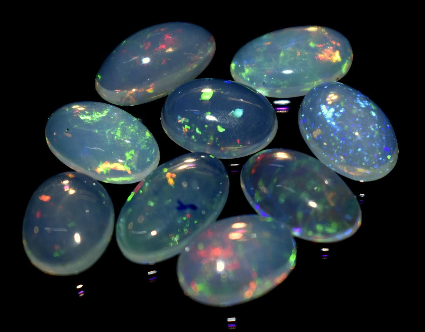 100% Natural Ethiopian Opal, Oval Welo Fire Cabochon Gemstone Lot, 13.15 Ct, Size-10x8x3mm To 10x8x3.5mm, For Jewelry Making, PC-9