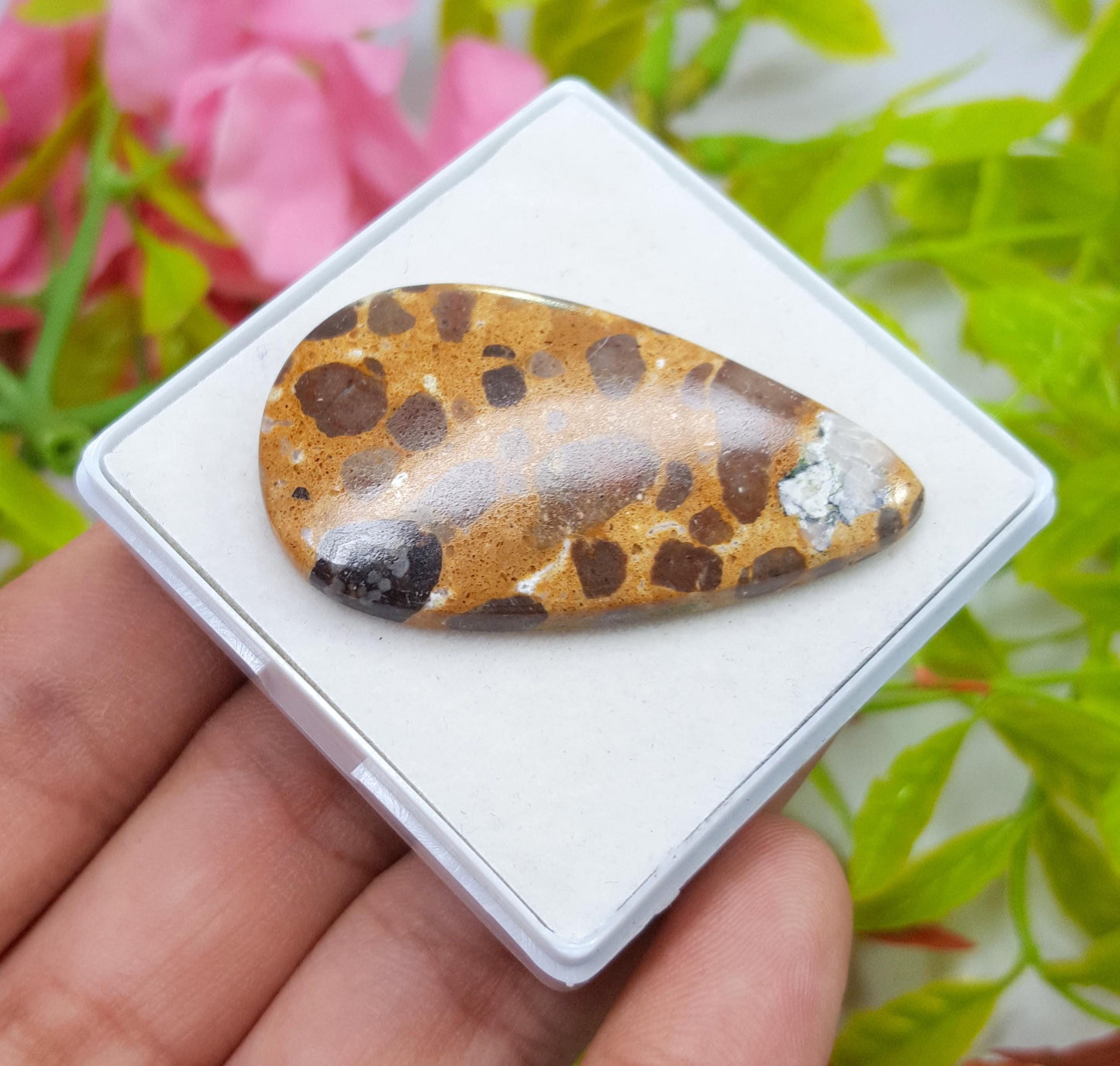 Jasper, Natural Picture Jasper, Pear Smooth Cabochon Loose Gemstone, 44.30 Carat, Size-46x25x4mm, For Jewelry Making,