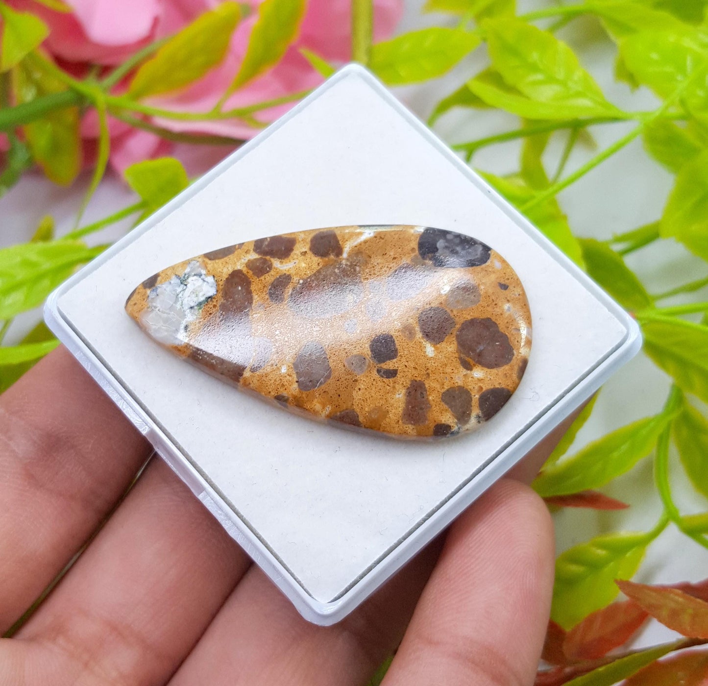 Jasper, Natural Picture Jasper, Pear Smooth Cabochon Loose Gemstone, 44.30 Carat, Size-46x25x4mm, For Jewelry Making,