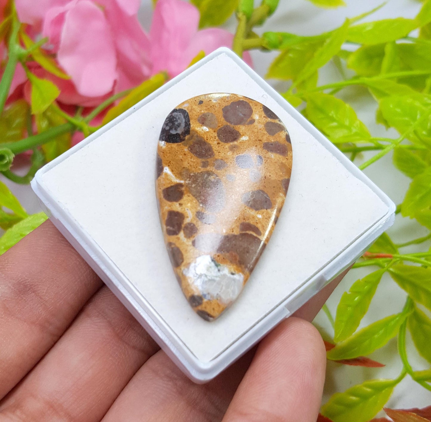 Jasper, Natural Picture Jasper, Pear Smooth Cabochon Loose Gemstone, 44.30 Carat, Size-46x25x4mm, For Jewelry Making,