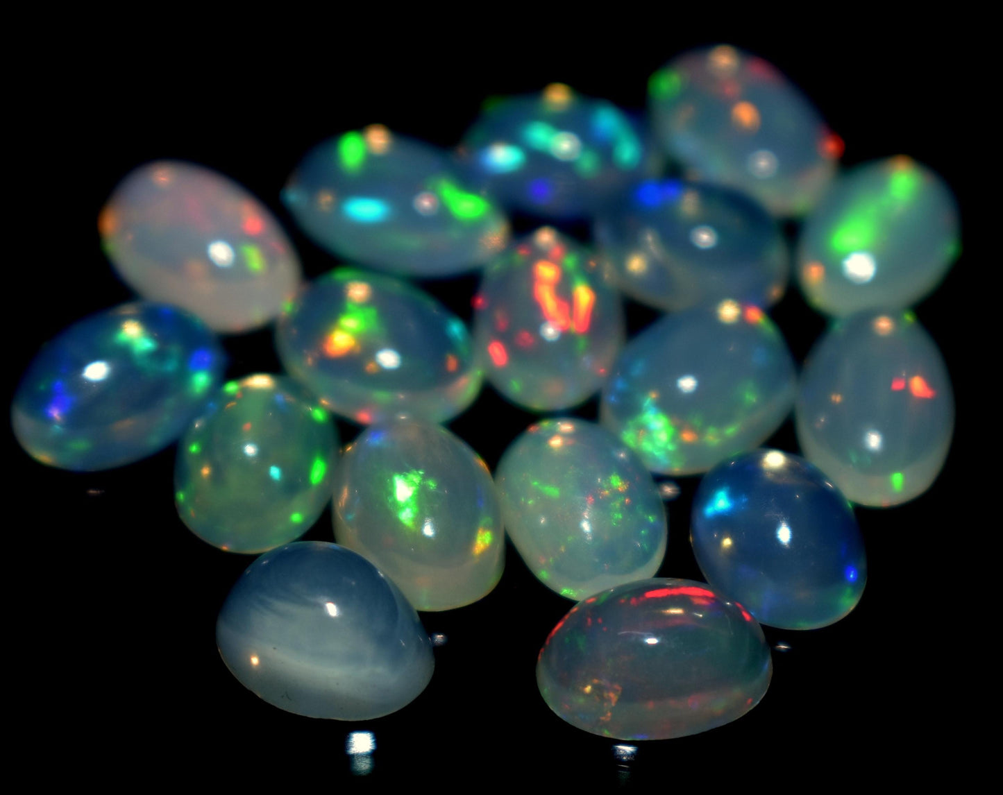 Genuine & 100% Natural Ethiopian Opal, Oval Welo Fire Cabochon Gemstone Lot, 9.15 Carat, Size-5.5x7x4mm To 5.5x8x3mm, For Jewelry Making,