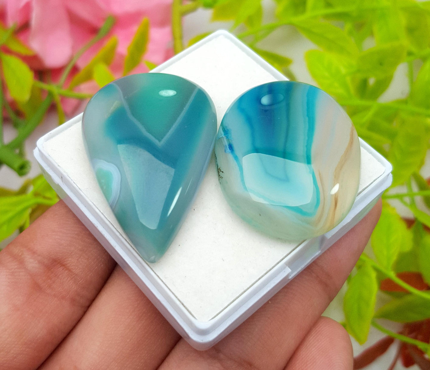 100% Natural Green Banded Agate, Mix Shape Huge Size Cabochon Gemstone Lot, 75.90 Ct, Size-41x22x8mm To 35x27x8mm, For Jewelry Making,