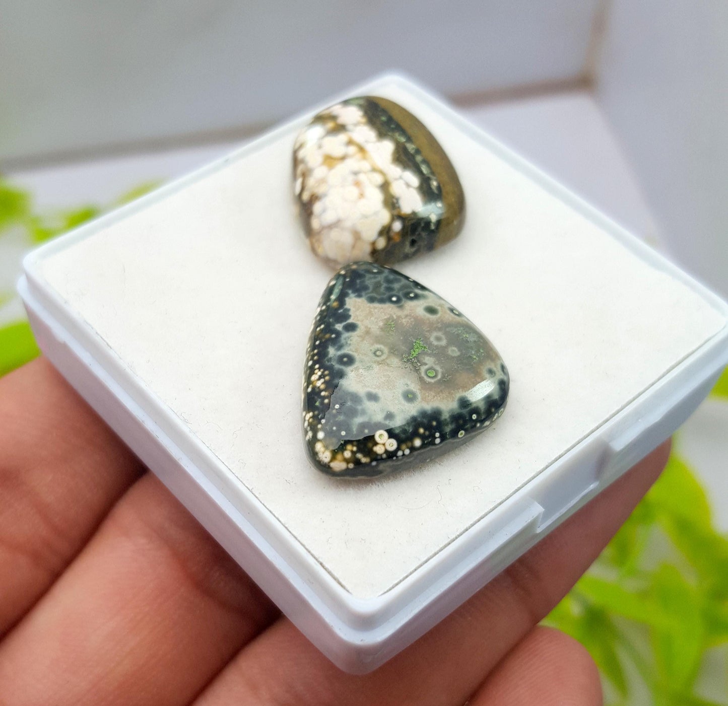 Jasper, Natural Ocean Jasper, Fancy Smooth Cabochon Loose Gemstone, 34.010 Carat, Size-23x17x5mm To 22x17x6mm, For Jewelry Making, PCS-1