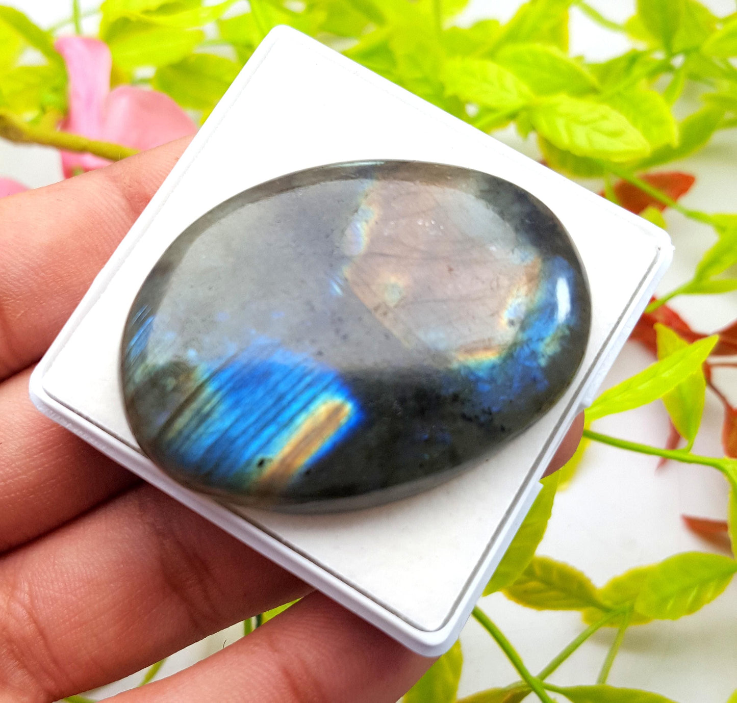 100% Natural Multi Flashy Labradorite, Oval Smooth Cabochon Loose Gemstone, 118.70 Carat, Size-48x35x8mm, Gift For Her, PC-1