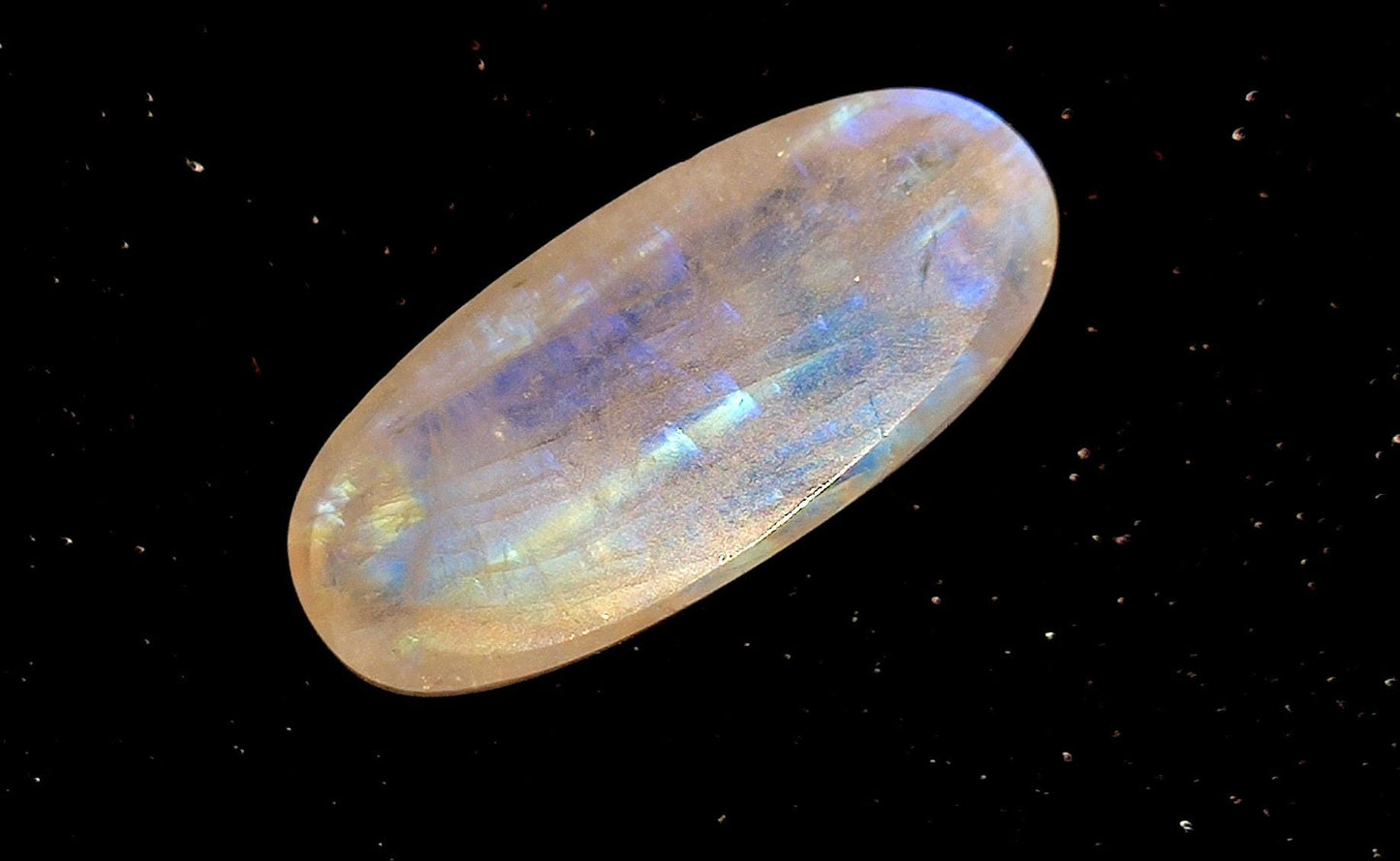 Moonstone, Natural Rainbow Moonstone, Oval Blue Flashy Loose Gemstone, 10.60 Carat, Size-9x20x6mm, Gift For Her,