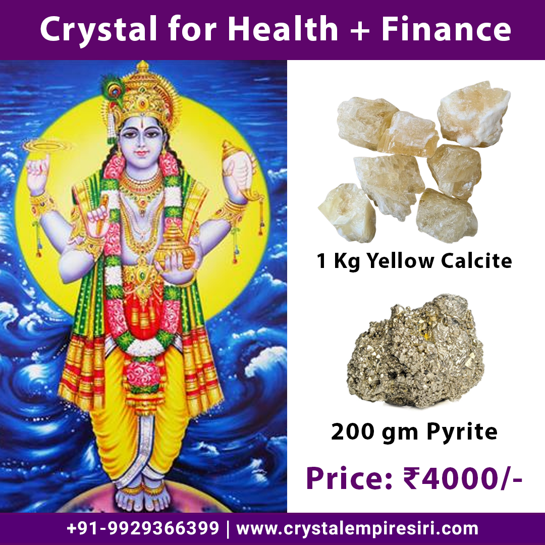 Crystal for Health & Finance – Yellow Calcite & Pyrite | Dhanvantri Crystal Kit – Health & Wealth Booster