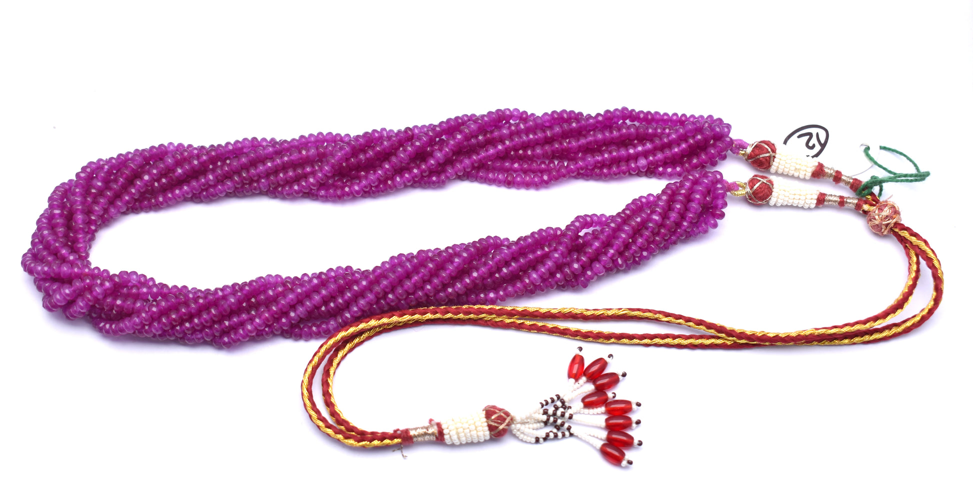 A vibrant 8-line bunch necklace made from faceted purple jade beads, weighing 98 grams.
#PurpleJade #JadeNecklace #GemstoneJewelry #FacetedBeads #ChicJewelry #BoldNecklace






