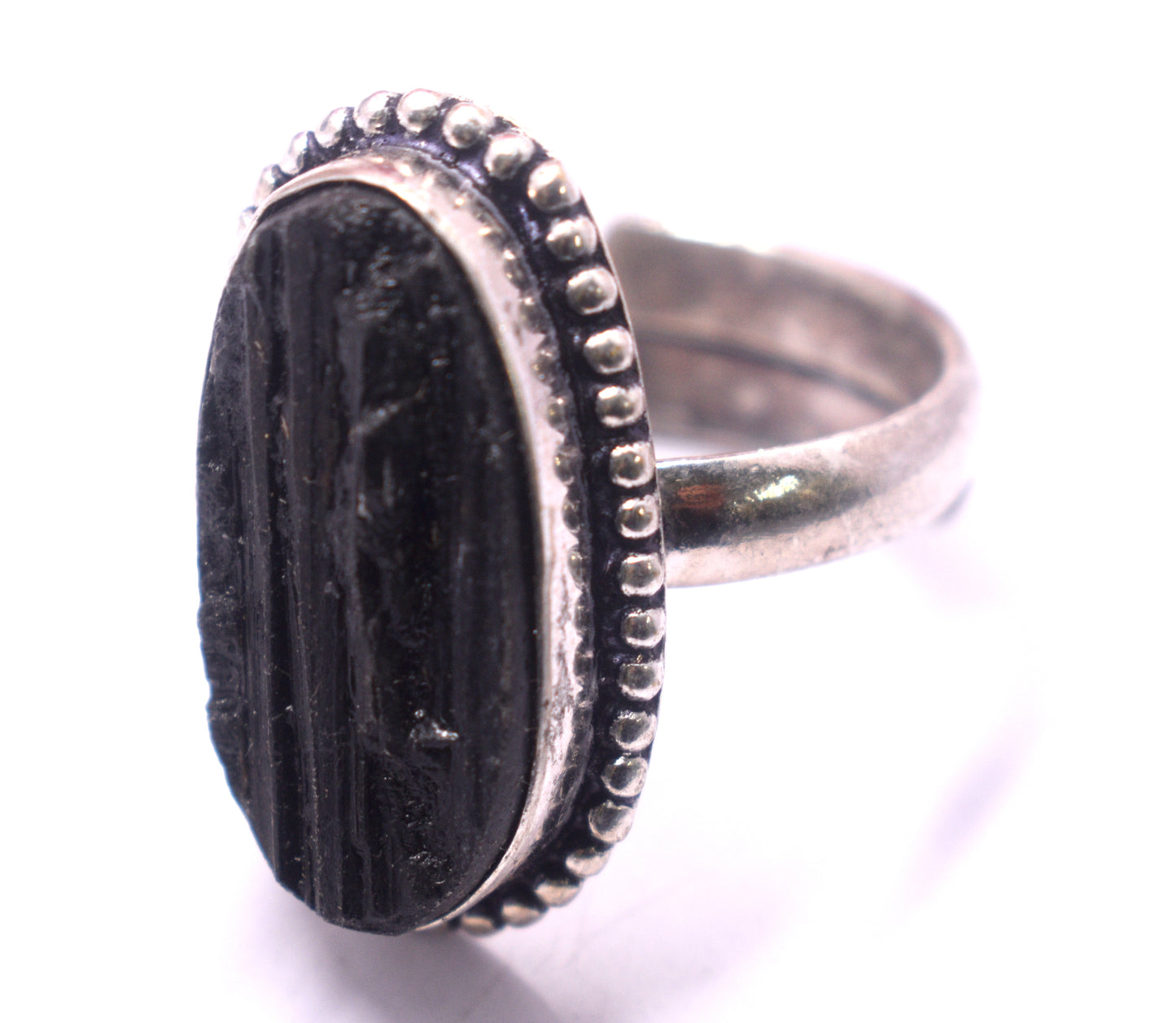 Black Tourmaline Protection Ring – Adjustable Free Size For Men & Women {Weight-9.70 Gram}