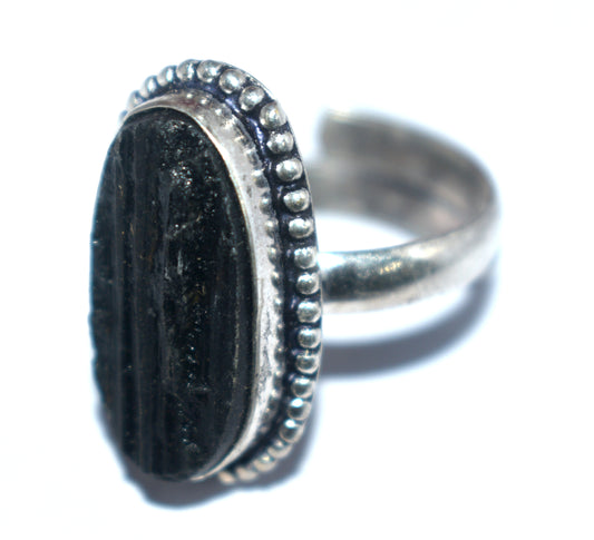 Black Tourmaline Protection Ring – Adjustable Free Size For Men & Women {Weight-9.70 Gram}