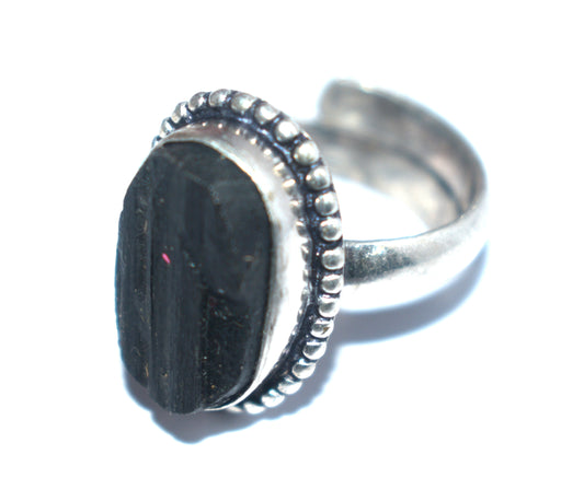 Black Tourmaline Protection Ring – Adjustable Free Size - {Weight-7.40 Gram}