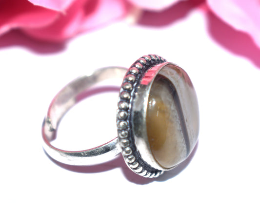 Hakik Stone Ring | Free Size | Spiritual Healing Jewelry - {Weight-9.00 Gram}