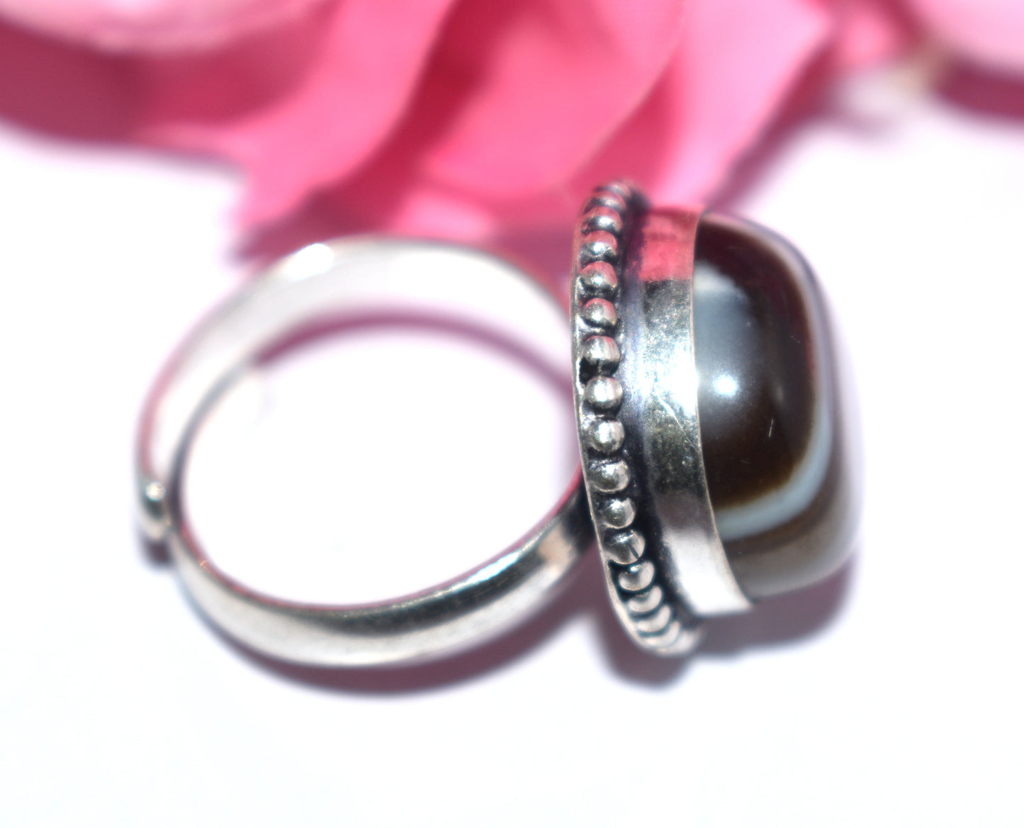 Hakik Stone Ring | Free Size | Spiritual Healing Jewelry - {Weight- 9.00 Gram}