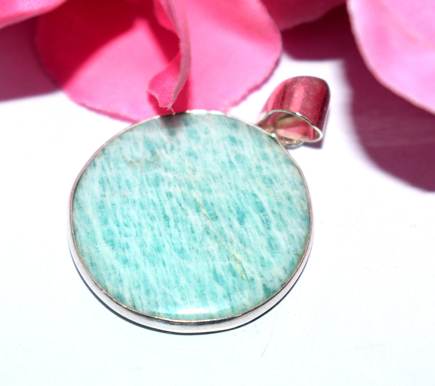 Beautiful Natural Amazonite Cabochon Pendant Necklace - {Weight-19.70 Gram}