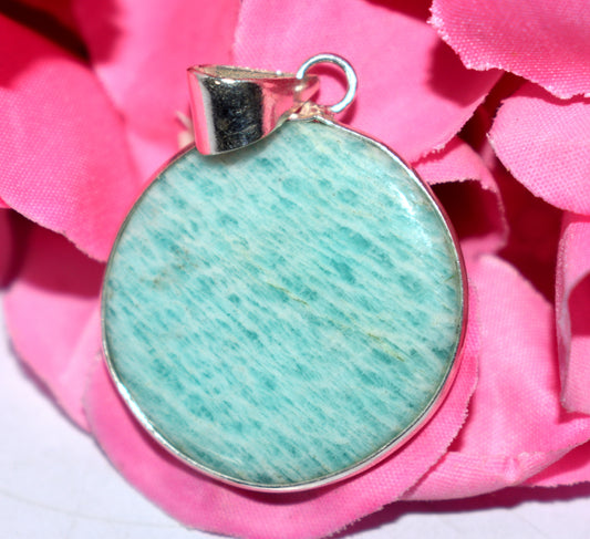 Beautiful Natural Amazonite Cabochon Pendant Necklace - {Weight-19.70 Gram}