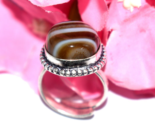 Hakik Stone Ring | Free Size | Spiritual Healing Jewelry - {Weight- 9.00 Gram}