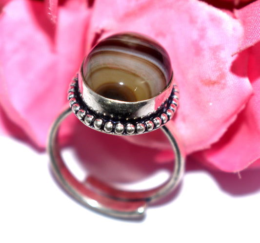 Hakik Stone Ring | Free Size | Spiritual Healing Jewelry -  {Weight- 7.60 Gram}